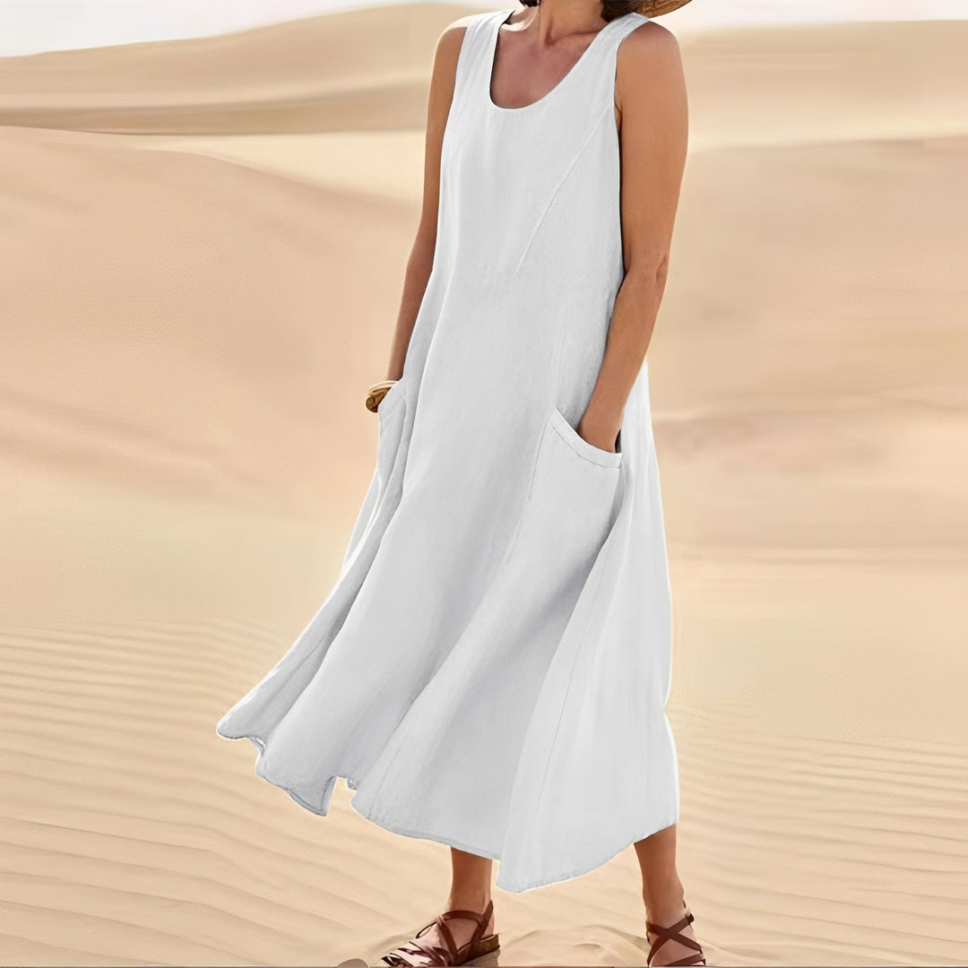 Connie - Robe décontractée sans manches avec poches pour femme