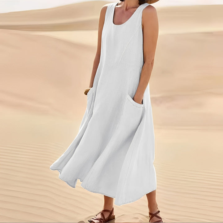 Connie - Robe décontractée sans manches avec poches pour femme