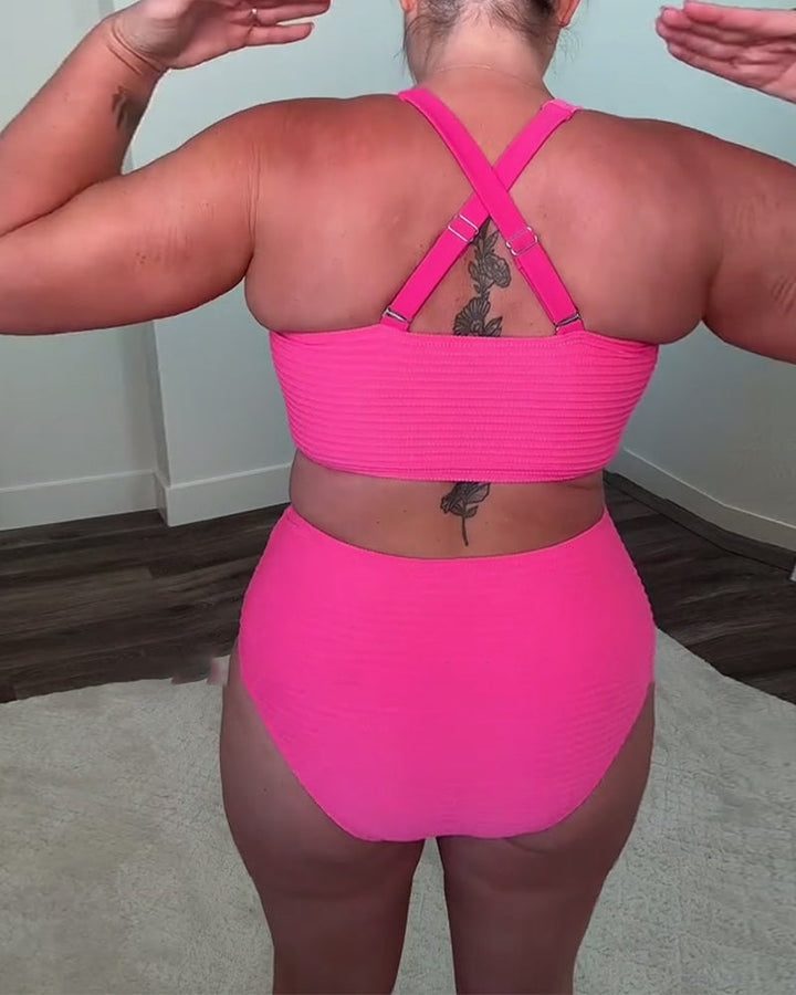Bikini décontracté de couleur unie triangle