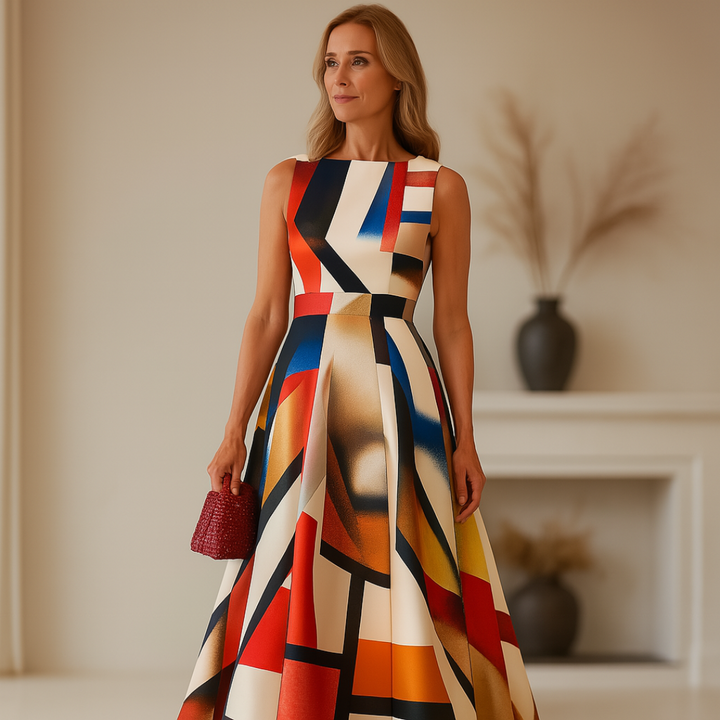 Ashlynn - Robe de Soirée Sans Manches avec Plis et Col Rond Chic