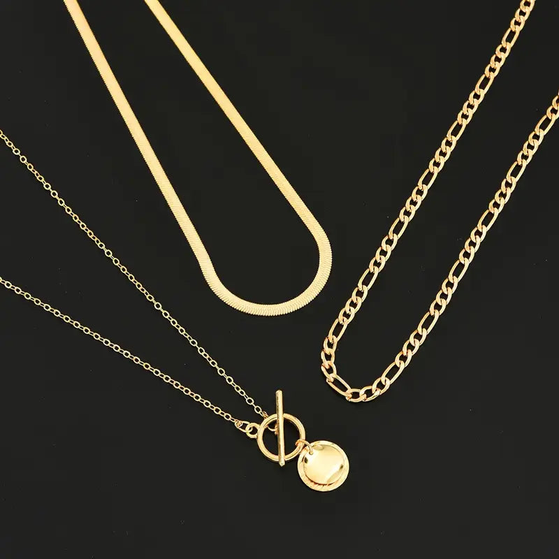 Collier Superposé Savira avec Pièce Texturée | Or