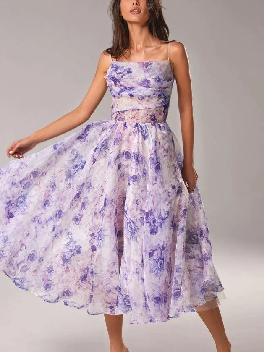 Emilia - Élégant Robe Sans Manches Imprimée