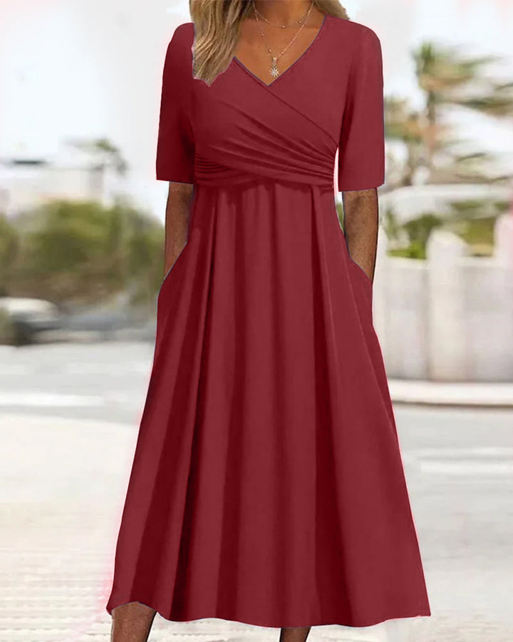Carys - Robe enveloppante à manches courtes