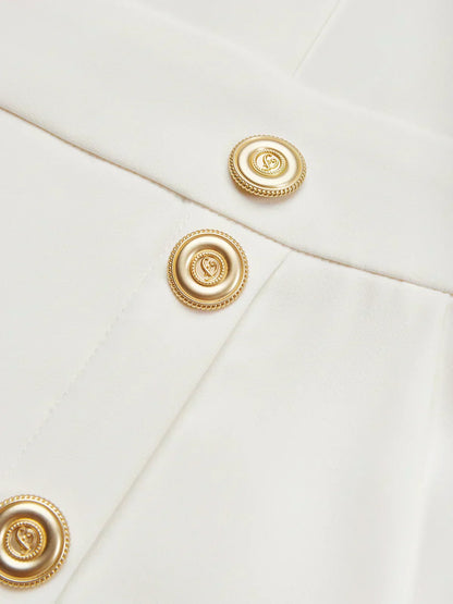 Malene™ | Robe Midi Unie avec Ouverture de Boutons et Col Rond