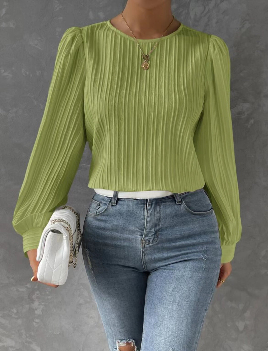 Carly – Blouse Longue à Manches Plissées