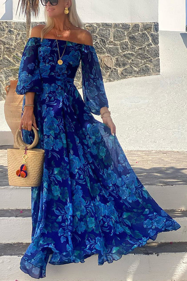 Calista | Robe Maxi Florale à Épaules Dénudées