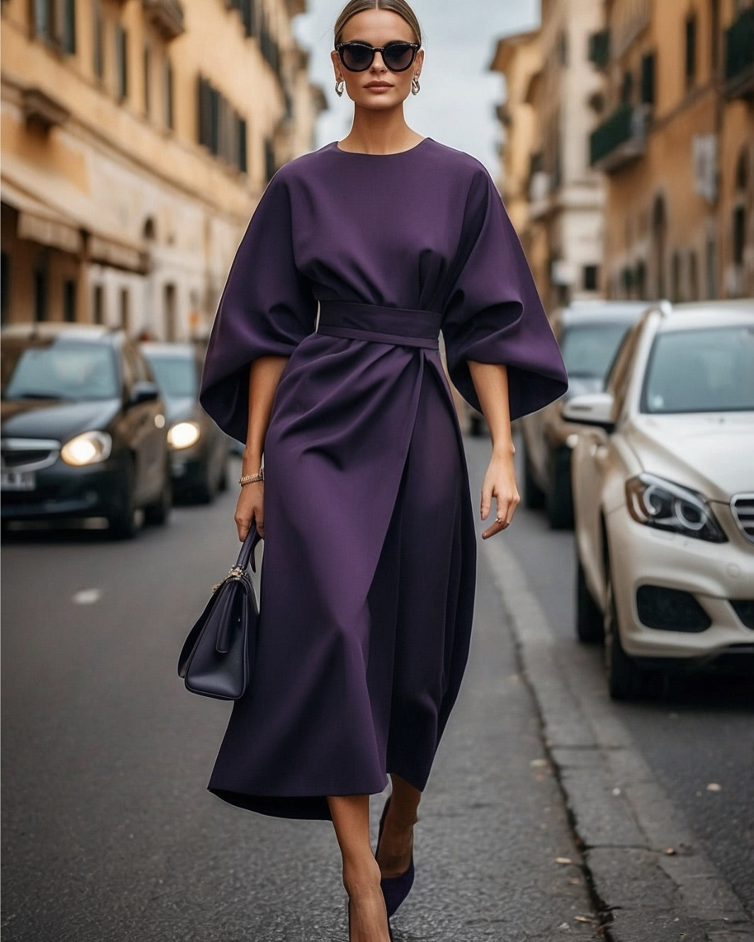 Robe élégante avec manches bouffantes