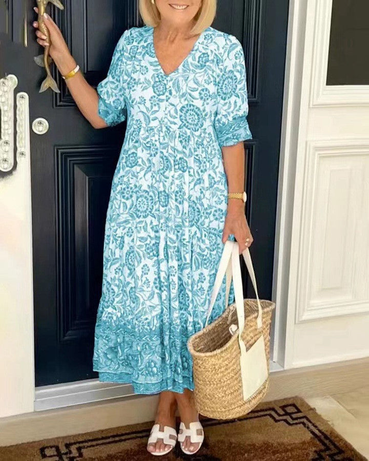 Tallis | Robe Florale Viscérale à Encolure en V