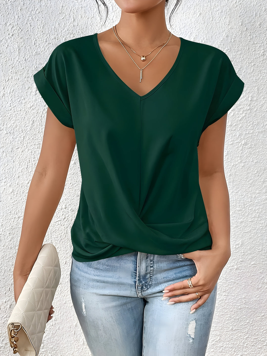 BELLA | Haut V-Neck Détail Twist Classique