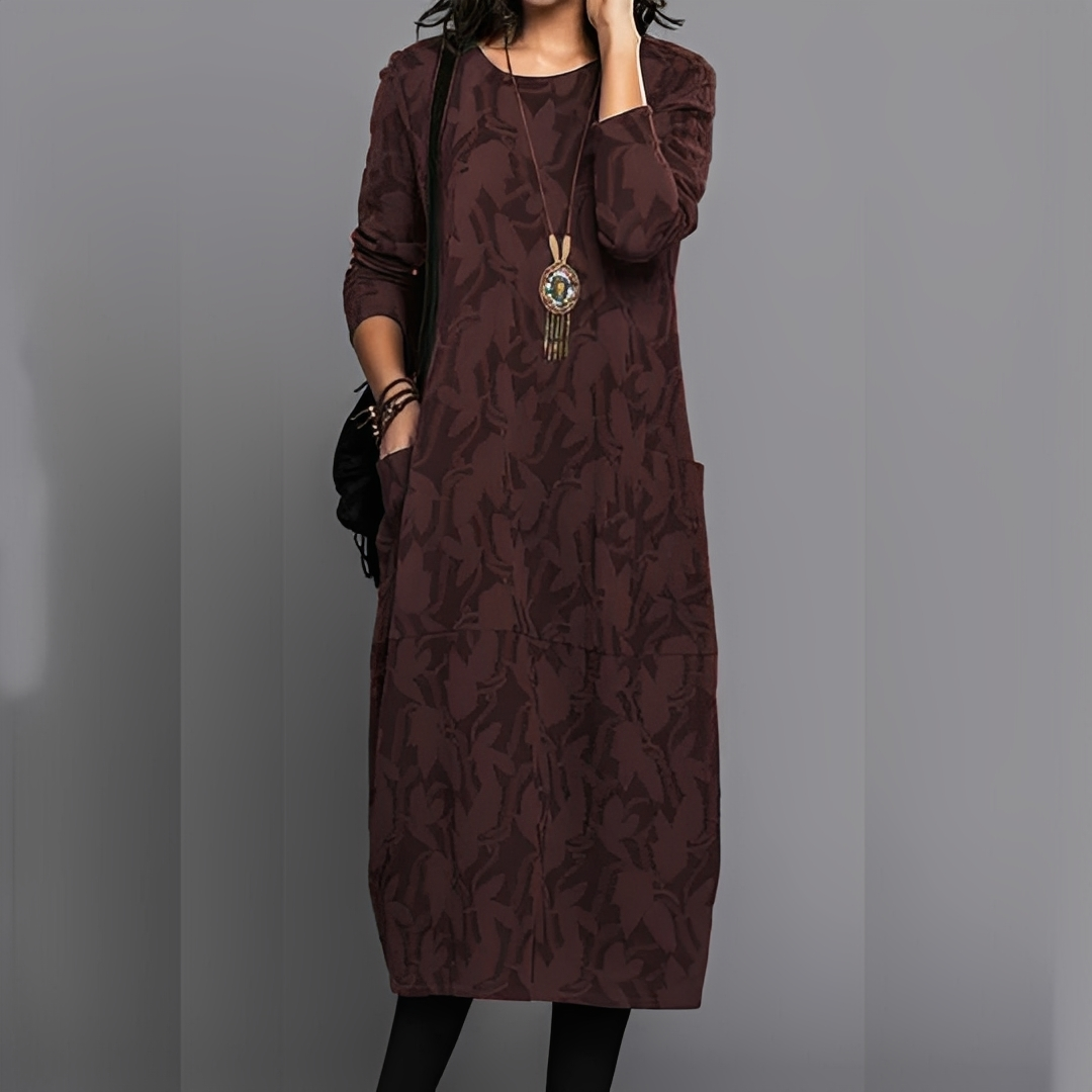 Sébastienne - Robe d'hiver décontractée à col rond pour femmes