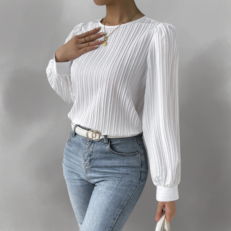 Carly – Blouse Longue à Manches Plissées