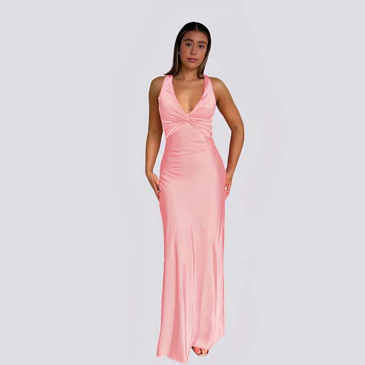 Caroline - Élégante Robe Maxi avec Décolleté en V pour Femmes
