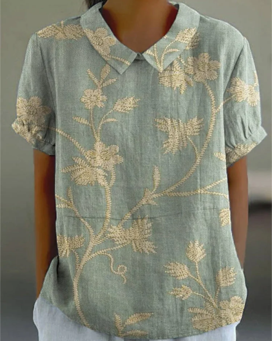 Beatrix | Chemise en Coton-Lin à Fleurs Rétro