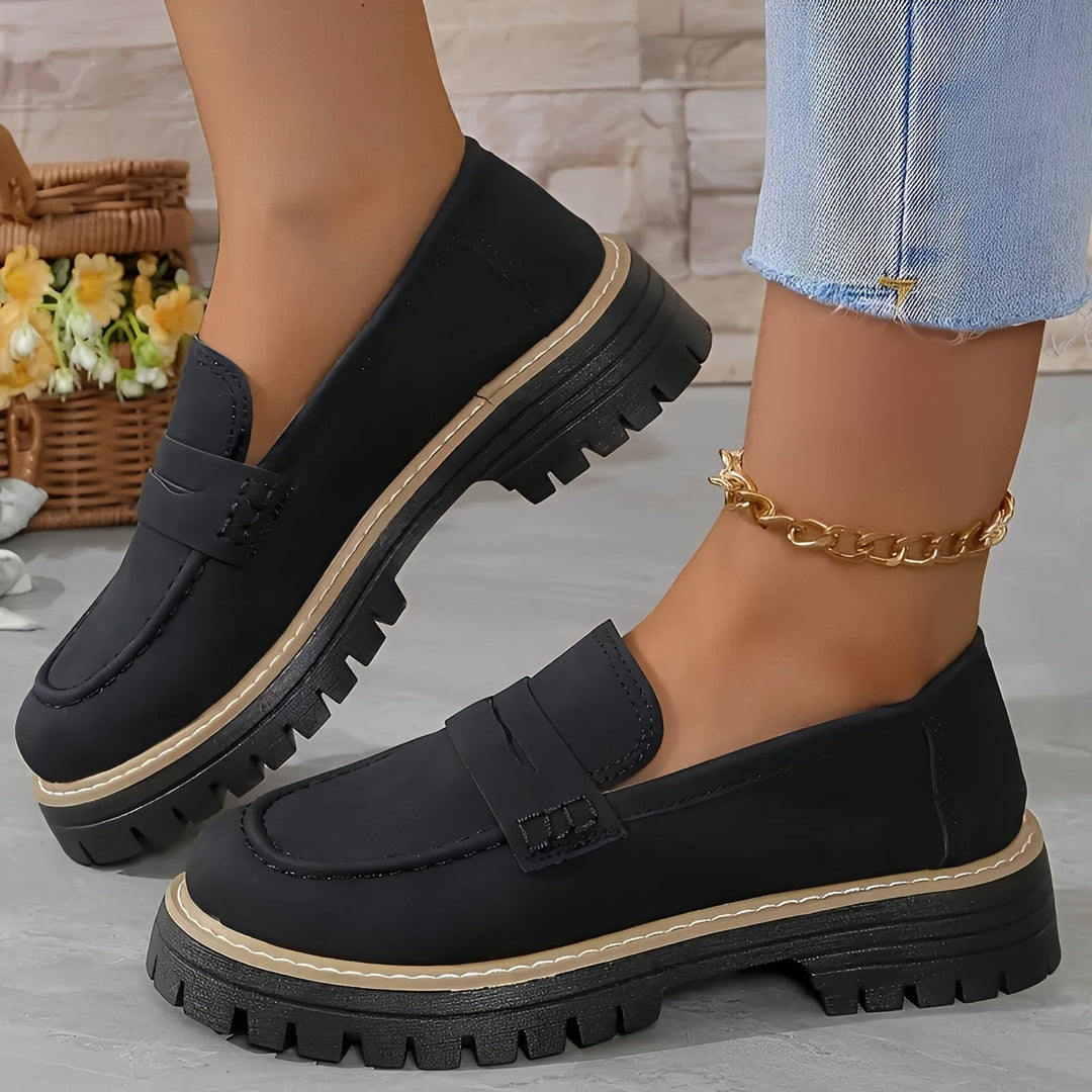 Elise - Mocassins plateforme élégants mat pour femme