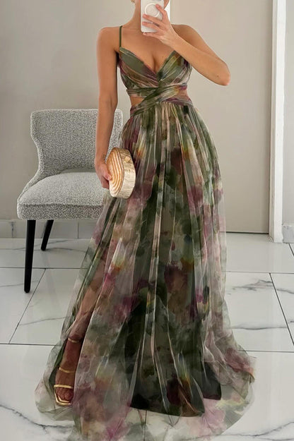 Giselle - Robe Longue Enchantée avec Imprimé Floral