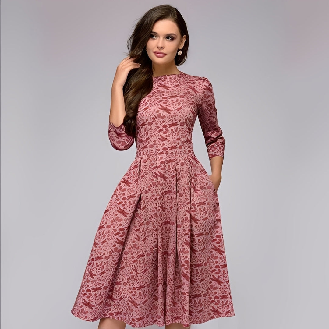 Catherine - Robe A-Ligne élégante avec imprimé floral pour dames