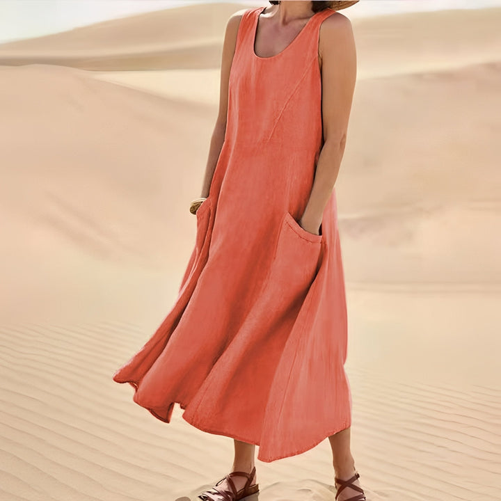 Connie - Robe décontractée sans manches avec poches pour femme