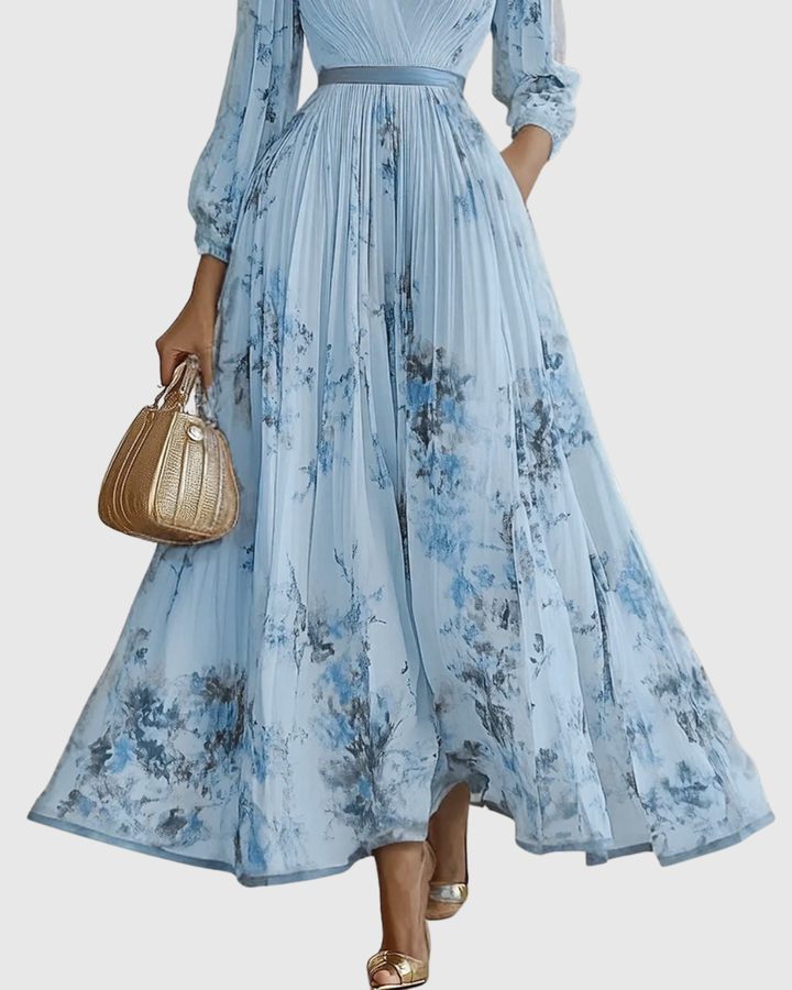 Adeline – Robe Maxi Fluide avec Plis Élégants