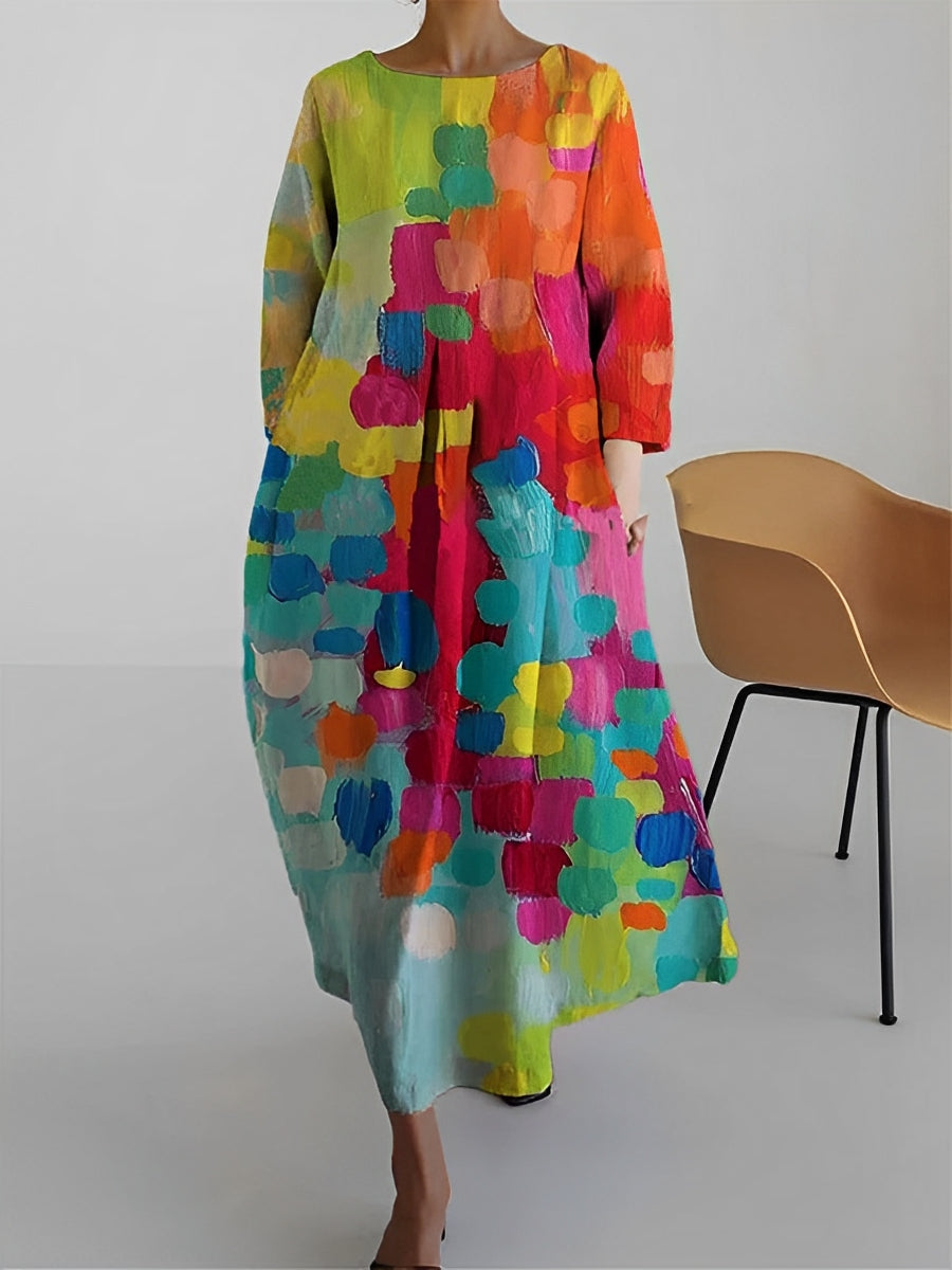 Claudia - Robe multicolore à manches mi-longues pour femmes