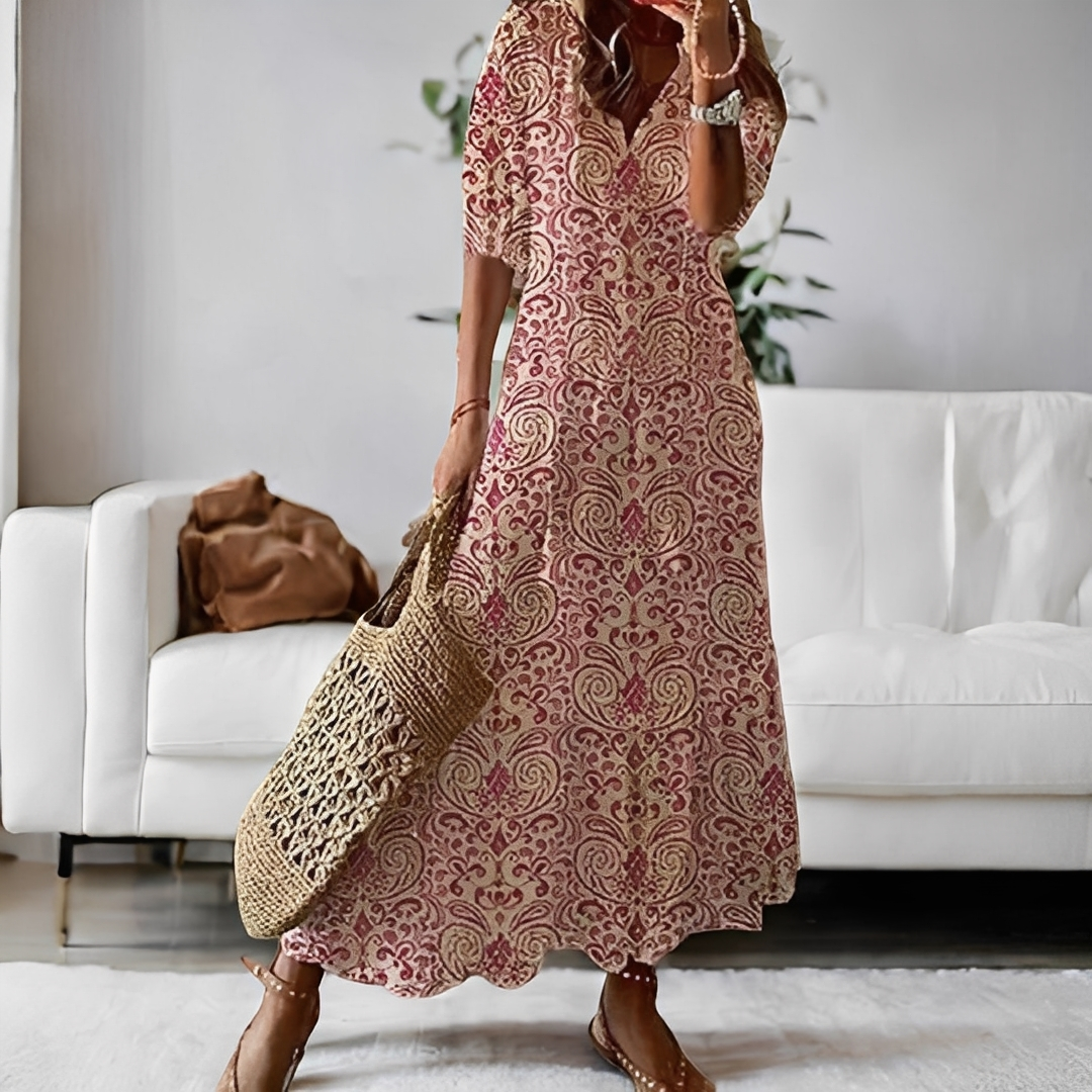Alica - Robe décontractée ample avec col en V pour femmes