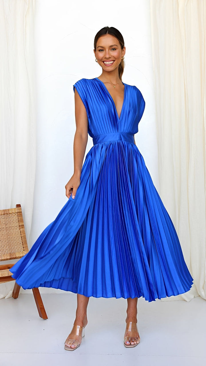 Alexia - Robe midi élégante avec décolleté en V pour femmes