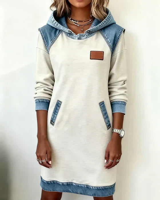 Alexa | Robe à Capuche Contrastée Confortable