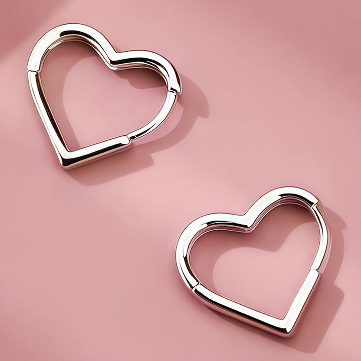 Boucles d'oreilles en acier inoxydable cœur doré
