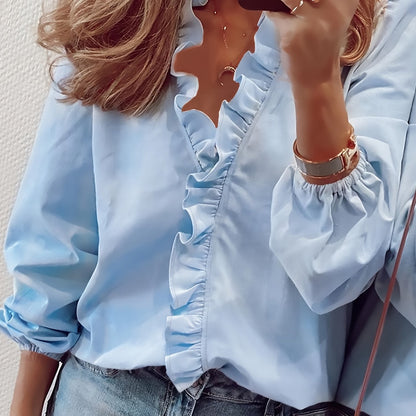 Angeline – Blouse à Volants Col V