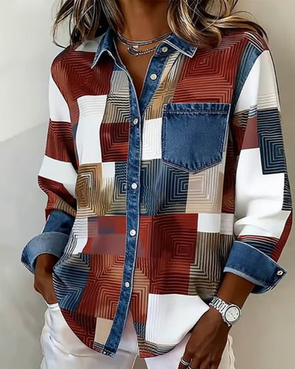 Séraphine | Chemise Color Block avec Col Fashion