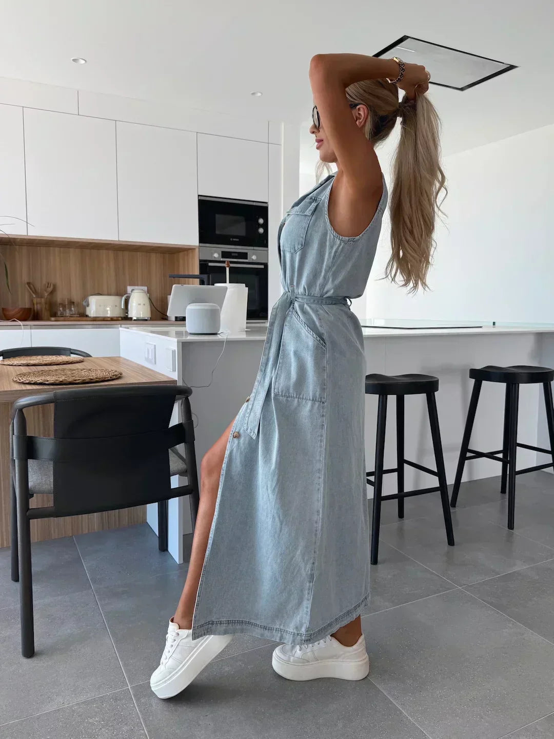 Robe Maxi en Denim - Coupe Fluide et Intemporelle