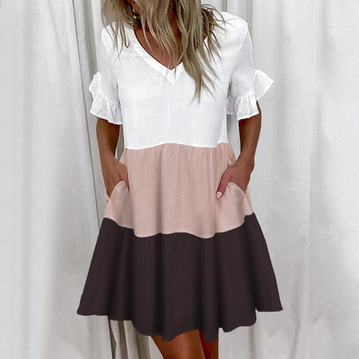 Aliah™ - Robe Charmante Colorblock