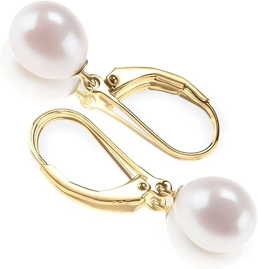 Boucles d'oreilles pendantes avec perle | Or