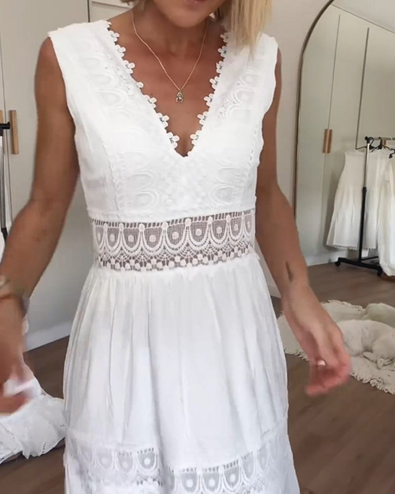 Circe - Robe Camisole en Dentelle à Col V