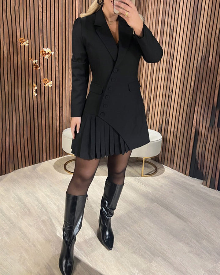 Ally™ | Robe unie avec revers et style blazer