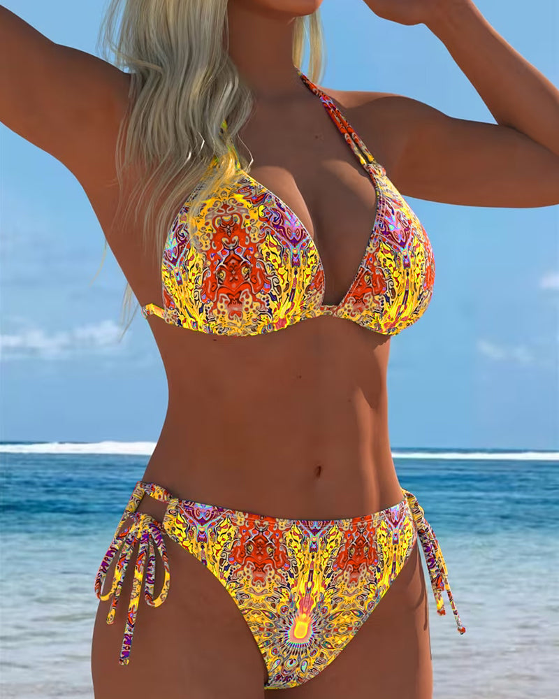 Bikini avec imprimé à halter en plusieurs couleurs