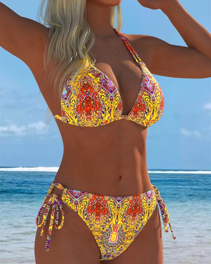 Bikini avec imprimé à halter en plusieurs couleurs