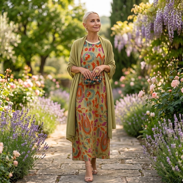 Daniela™ | Robe Longue Imprimée avec Gilet Coordonné