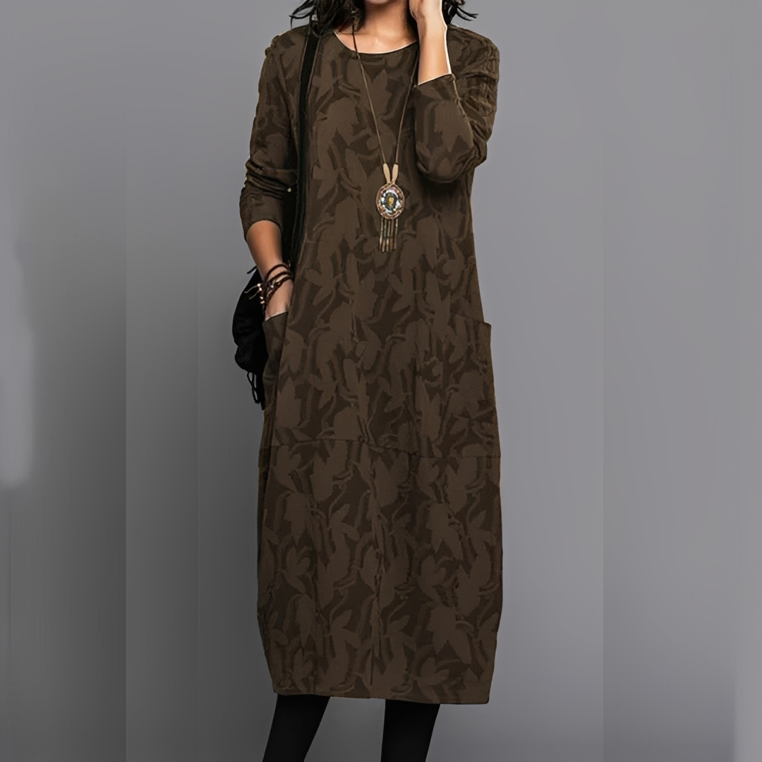 Sébastienne - Robe d'hiver décontractée à col rond pour femmes