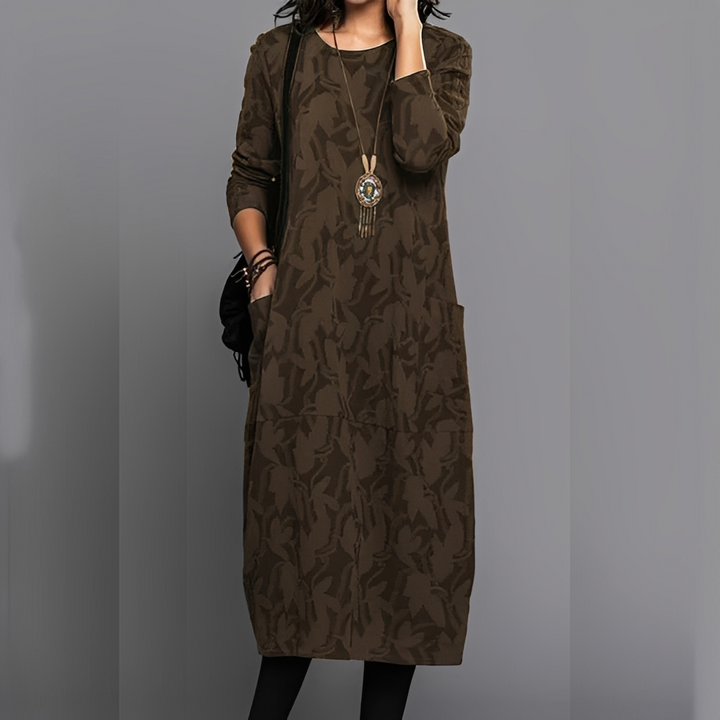 Sébastienne - Robe d'hiver décontractée à col rond pour femmes