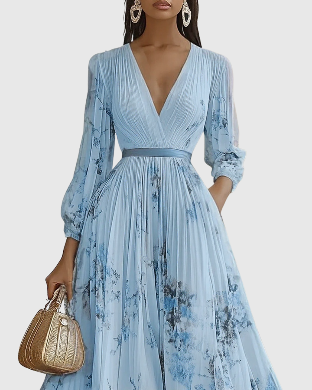 Adeline – Robe Maxi Fluide avec Plis Élégants