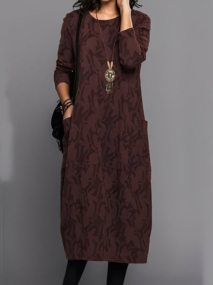 Kadence - Robe élégante à manches longues avec imprimé pour femme