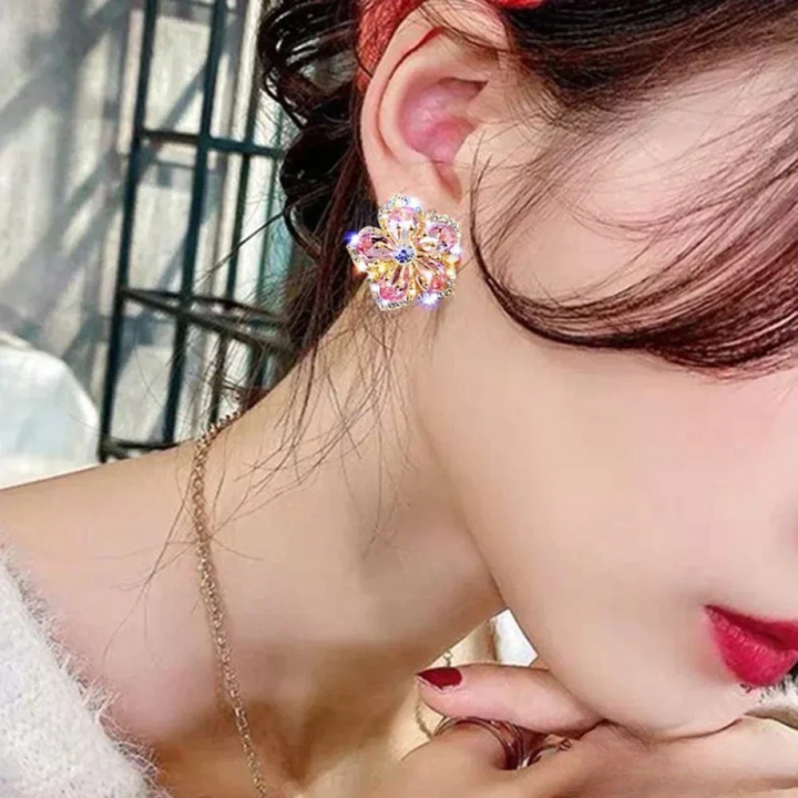 Boucles d'oreilles en zirconium multicolore en argent sterling