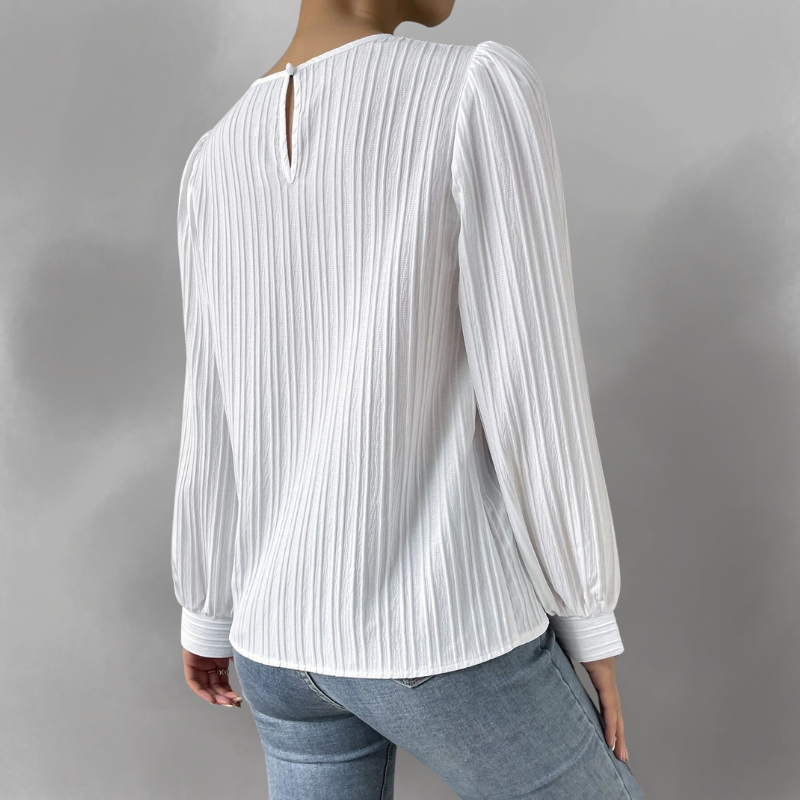 Carly – Blouse Longue à Manches Plissées