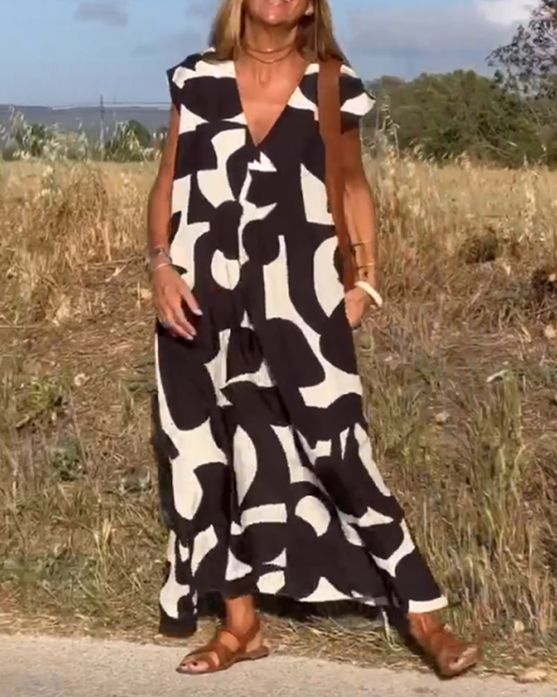 Lauren | Robe A-Line Sans Manches Abstraite