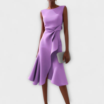 Juliette – Robe Midi Asymétrique Drapée