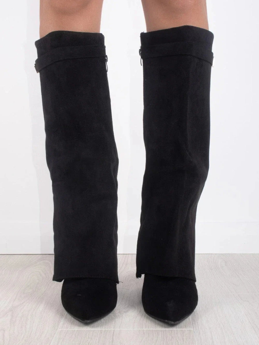 Bottes Femme Genou avec Partie Supérieure Évasée et Talon Bloc