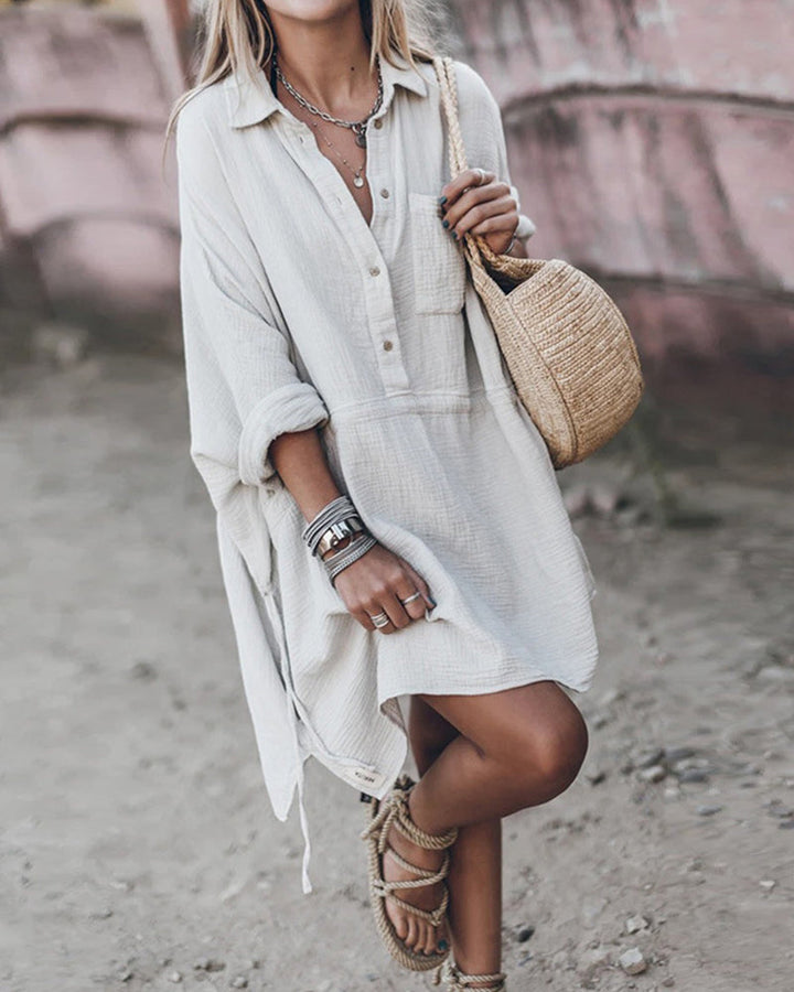 DALIA - ROBE CHEMISE ÉLÉGANTE EN MÉLANGE DE COTON