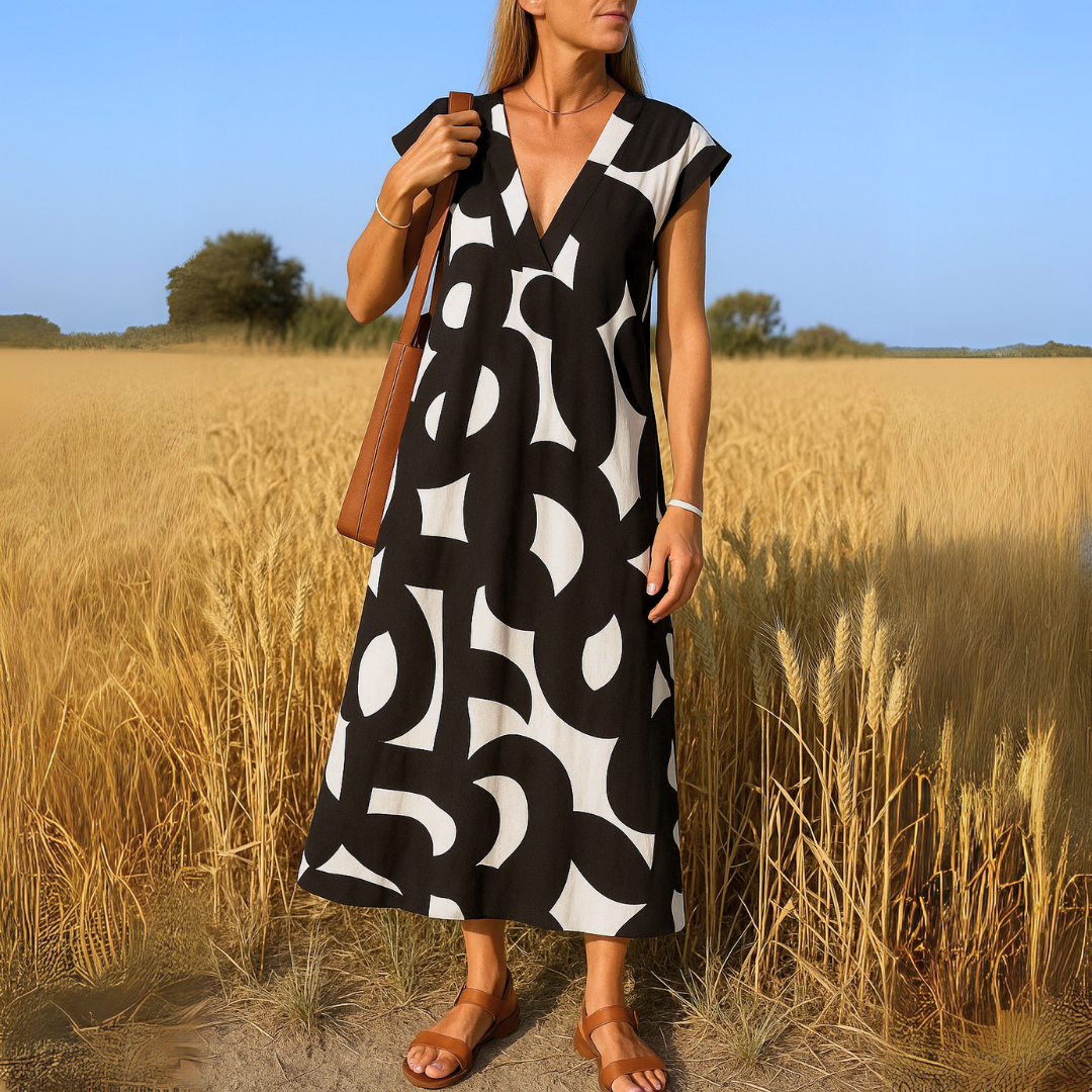 Tirzah - Robe géométrique fluide à décolleté en V