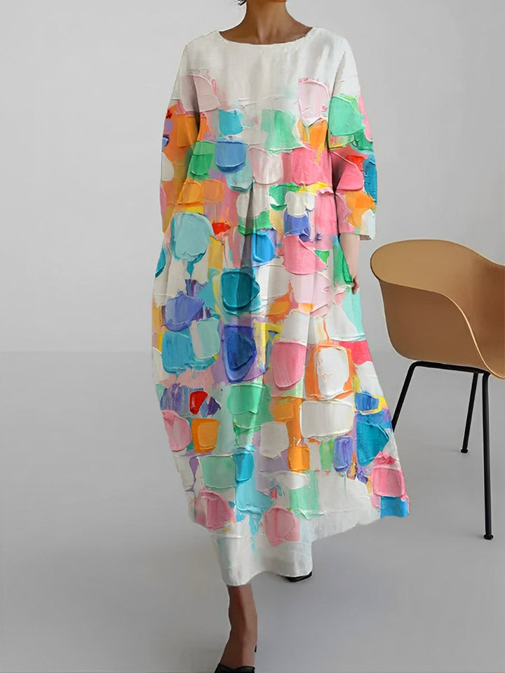 Claudia - Robe multicolore à manches mi-longues pour femmes