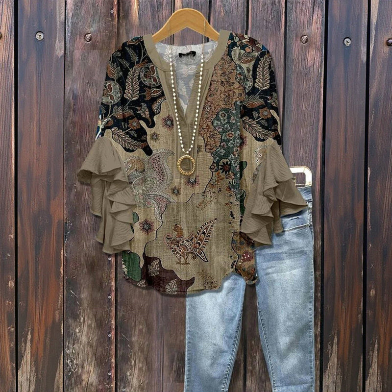 Naomi™ - BLOUSE VINTAGE DÉCONTRACTÉE AVEC UN DESIGN ÉLÉGANT